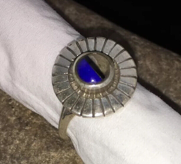 Navajo Lapis & Opal Ring | Authentic Native American Sterling Silver | Multi-Stone | Sz 5.5 | 01801