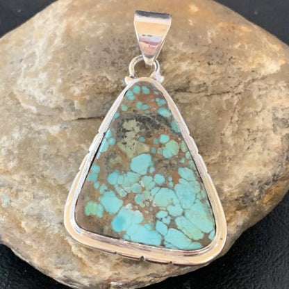 Navajo Spiderweb Turquoise Pendant | Sterling Silver | 2" | Authentic Native American Handmade | 10752 - Masha USA