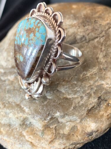Native American Navajo Blue Turquoise #8 Ring | Sterling Silver | Sz 9.5 | 547