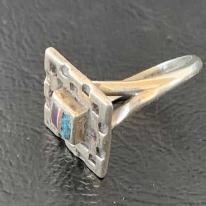 Southwestern Women's Navajo Blue Turquoise Sugilite Inlay Ring | Sz 7.5 | 11283 - Masha USA
