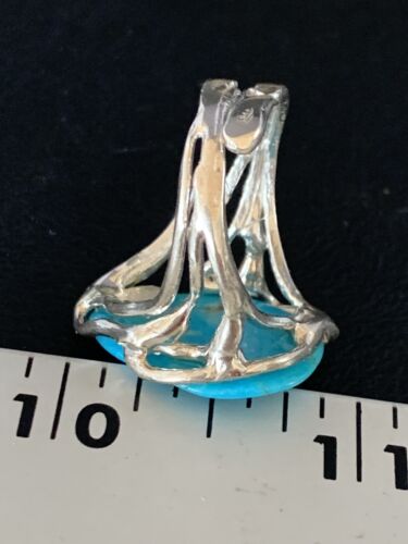 Navajo Blue Kingman Turquoise Ring | Sterling Silver Adjustable Wire | Sz 8 | 13536 - Masha USA
