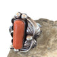 Navajo Red Coral Ring | Sterling Silver | Sz 9.5 | Authentic Native American Handmade | 01300