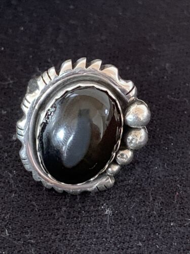 Native American Men's Navajo Black Onyx Ring | Sterling Silver | Sz 8 | 1081