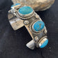 Navajo Sterling Silver Blue Kingman Turquoise Cuff Bracelet | 5 Stones | Authentic Native American Handmade | 863