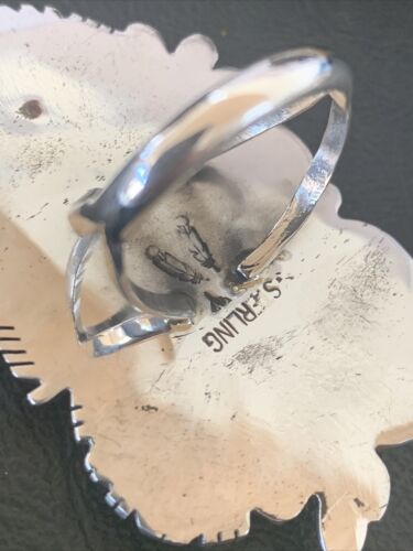 Navajo White Buffalo Spiny Oyster Lapis Multi-Stone Ring | Authentic Native American Sterling Silver | Sz 10.5 | 11568