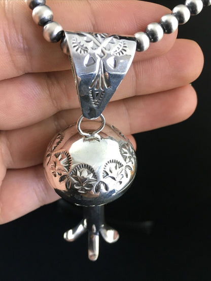 Navajo Sterling Silver Naja Necklace Pendant | 3" | Authentic Native American Handmade | 10048 - Masha USA