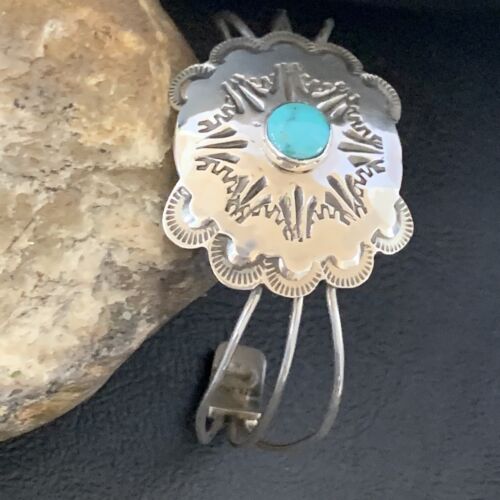 Navajo Turquoise Cuff Bracelet | Sterling Silver | Authentic Native American Handmade | 1219 H Joe