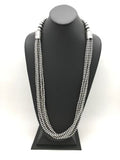 Navajo Pearls 5mm Sterling Silver Necklace | 6-Strand Pendant 30.5" | Native American | 93630