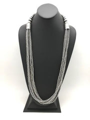 Navajo Pearls 5mm Sterling Silver Necklace | 6-Strand Pendant 30.5" | Native American | 93630