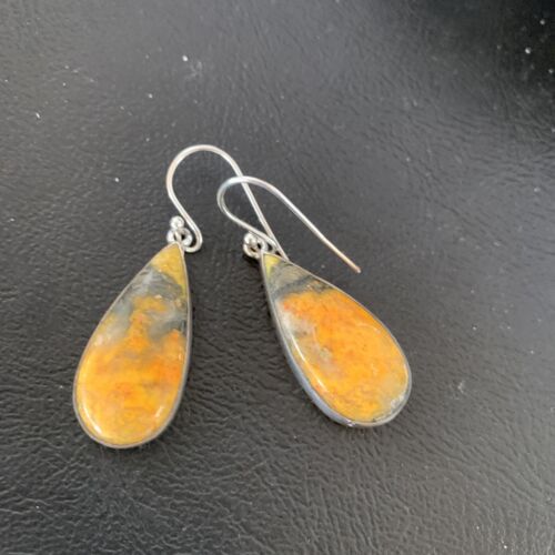 Native American Women's Navajo Bumblebee Jasper Earrings | Sterling Silver | Handmade | 12027