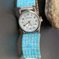 Men's Zuni Sterling Silver Watch with Blue Turquoise Inlay Tips | Authentic Native American Jewelry | 2119