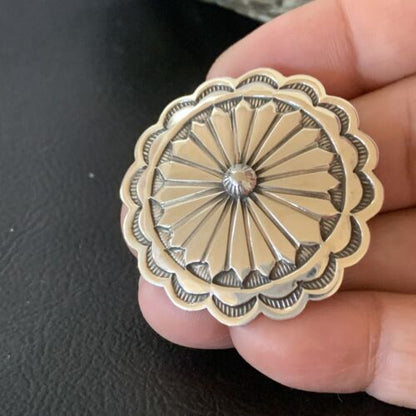 Authentic Native American Navajo Pin | Sterling Silver Stamped Design | Handmade | 1207