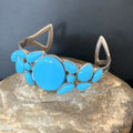 Navajo Sterling Silver Blue Kingman Turquoise Cuff Bracelet | 13 Stone | Authentic Native American Handmade | 12692