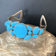 Navajo Sterling Silver Blue Kingman Turquoise Cuff Bracelet | 13 Stone | Authentic Native American Handmade | 12692