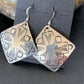 Native American Women's Dangle Earrings | Navajo Sterling Silver Stamped Handmade | 1660