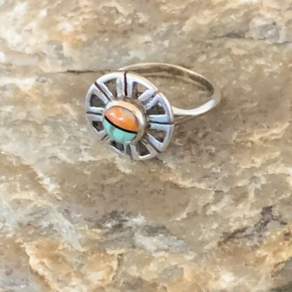 Navajo Blue Turquoise Spiny Oyster Inlay Ring | Sz 5.5 | Authentic Native American Handmade | 11185 - Masha USA