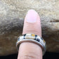 Navajo Sterling Silver Onyx & Picture Jasper Inlay Ring | Sz 13.5 | Authentic Native American Handmade | 1592