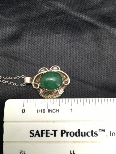 Navajo Green Malachite Pendant Necklace | Sterling Silver | 18" Chain | Authentic Native American Handmade | 2535