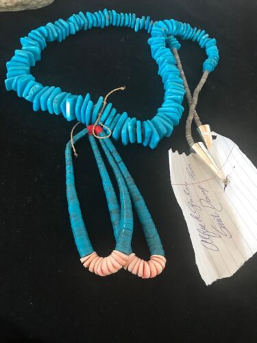 Navajo Turquoise Jacla Necklace | Sterling Silver | Santo Domingo | Authentic Native American Handmade | 3166