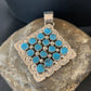 Navajo Blue Turquoise Cluster Pendant | Authentic Native American Sterling Silver | Multi-Stone | 2.5" | 02097
