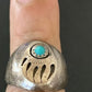 Native American Old Pawn Navajo Bear Paw Blue Turquoise Ring | Sterling Silver | Sz 6 | 2171