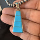 Navajo Blue Turquoise Inlay Pendant Necklace | Sterling Silver | Authentic Native American Handmade | 13866