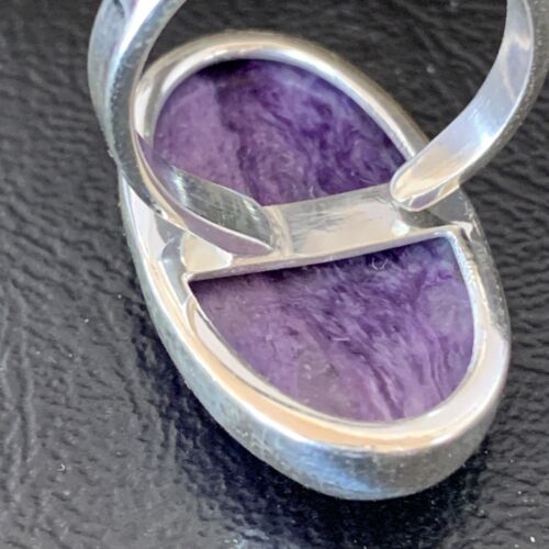 Navajo Purple Charoite Ring | Sterling Silver | Sz 7.5 Adjustable | Authentic Native American Handmade | 10527