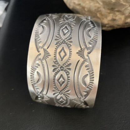 Navajo Stamped Cuff Bracelet | Sterling Silver | Authentic Native American Handmade | 14124