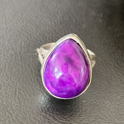 Native American Women's Navajo Purple Sugilite Ring | Sterling Silver | Sz 9 | 10862