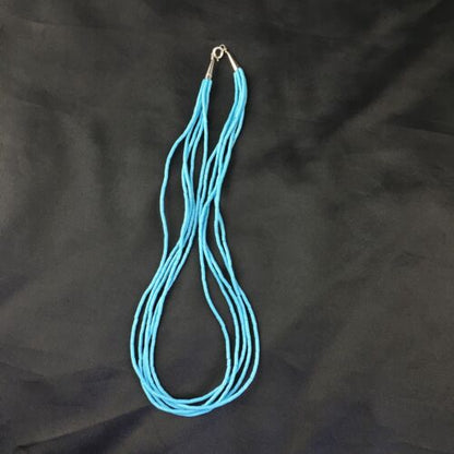 Southwestern Blue Turquoise Heishi 5-Strand Necklace | Sterling Silver | 17" | 10264