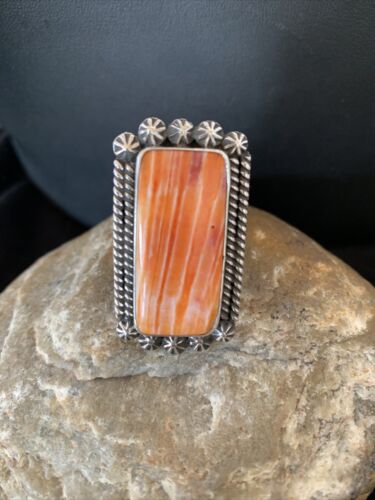 Native American Men's Navajo Spiny Oyster Ring | Sterling Silver | Sz 6.5 | 00999 - Masha USA