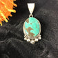 Navajo Green Turquoise Pendant | Sterling Silver | Authentic Native American Handmade | 3382