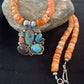 Navajo Green Turquoise and Spiny Bead Pendant Necklace | Sterling Silver | Authentic Native American Handmade | 575