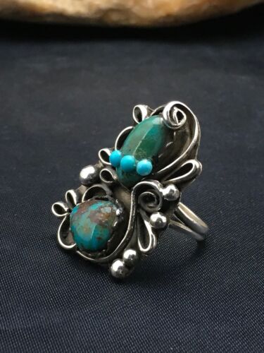 Navajo Multi-Stone Turquoise Ring | Sterling Silver | Sz 8.75 | Native American Handmade | 3182