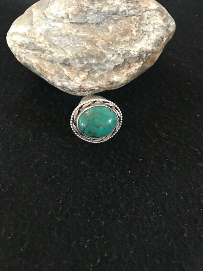 Vintage Navajo Sterling Silver Turquoise Ring | Sz 10.5 | Old Pawn | Blue | Native American Southwestern | 8641