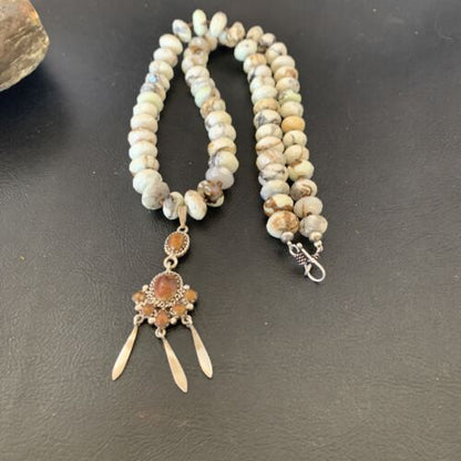Navajo Multi-Stone Turquoise Pendant Necklace | Sterling Silver | Authentic Native American Handmade | 12386