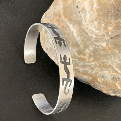 Navajo Gecko Lizard Stamped Cuff Bracelet | Sterling Silver | Authentic Native American Handmade | 12827