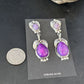 Navajo Purple Sugilite Dangle Earrings | Sterling Silver | 2" | Authentic Native American Handmade | 14404