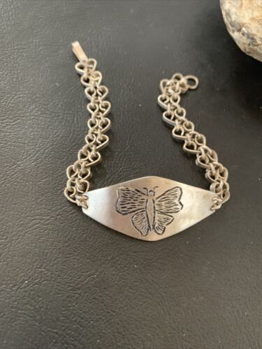 Vintage Navajo Sterling Silver Butterfly Link Bracelet | Authentic Native American Handmade | 1467