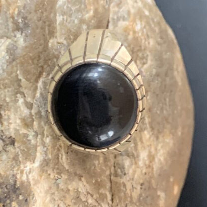 Native American Old Pawn Navajo Black Onyx Ring | Sterling Silver | Sz 12 | 11956