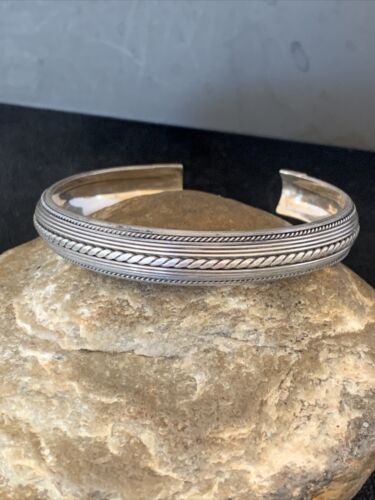 Navajo Stamped Cuff Bracelet | Old Pawn Sterling Silver | Authentic Native American Handmade | 14190