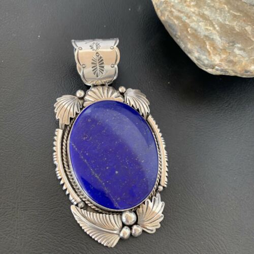 Native American Men's Blue Lapis Pendant Necklace | Sterling Silver | 11851