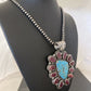 Navajo Purple Spiny Oyster & Turquoise Pendant Necklace | Sterling Silver | Authentic Native American Handmade | 01117