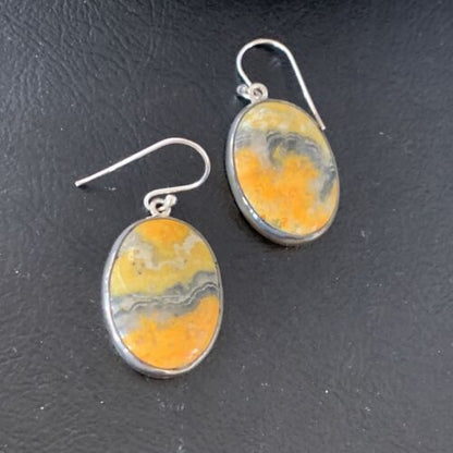Native American Navajo Bumblebee Jasper Earrings Set | Sterling Silver | Handmade | 12028