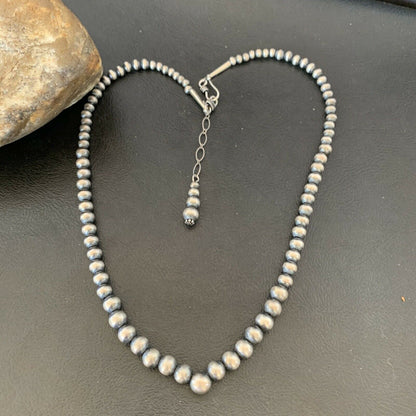 Authentic Native American Navajo Pearls Graduated Necklace | Single Strand | Sterling Silver | 18" | 10884