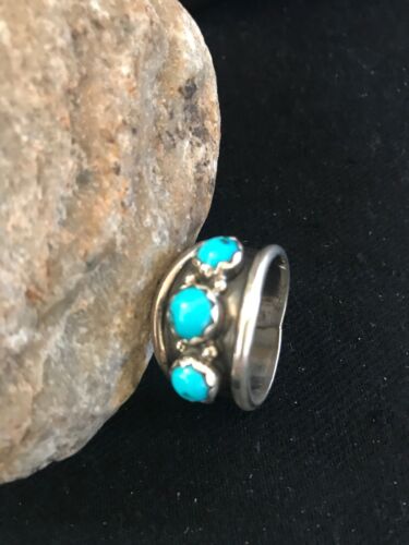 Navajo Kingman Turquoise Multi-Stone Ring | Authentic Native American Sterling Silver | Sz 11.5 | 8201