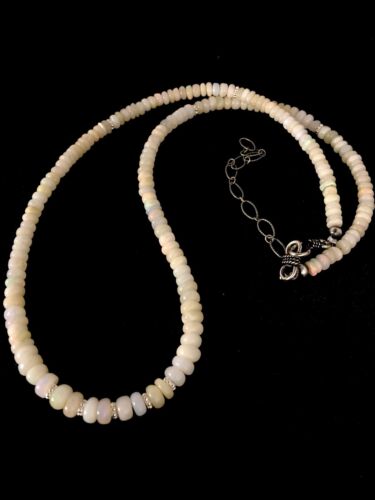 Native American Opal Ethiopian Bead Necklace | Sterling Silver | Authentic Handmade | 18" | 8746
