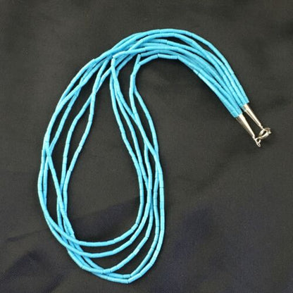 Southwestern Blue Turquoise Heishi 5-Strand Necklace | Sterling Silver | 17" | 10264