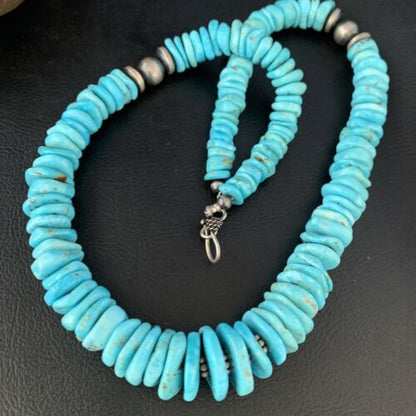 Navajo Graduated Turquoise Necklace | Sterling Silver | Authentic Native American | 21" | 13950