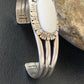 Navajo White Buffalo Turquoise Cuff Bracelet | Sterling Silver | Authentic Native American Handmade | 1423